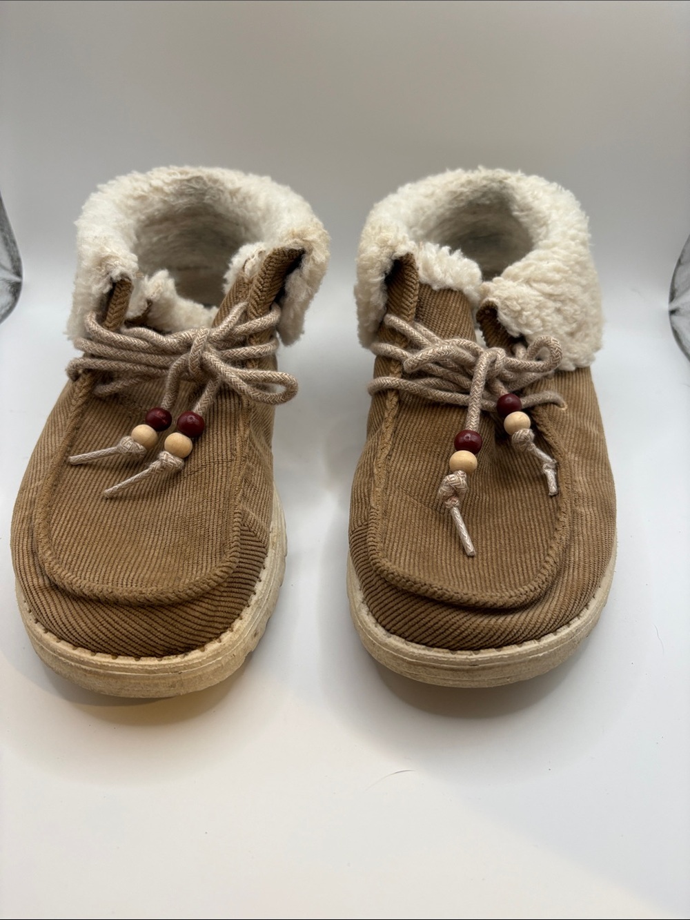 Hey Dude Tan Corduroy Faux-Shearling Slip-On Slippers
